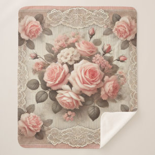Vintages Shabby Chic Rosa Rose Sherpadecke