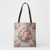Vintages Shabby Chic Rosa Rose Tasche (Vorderseite)