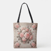 Vintages Shabby Chic Rosa Rose Tasche (Rückseite)