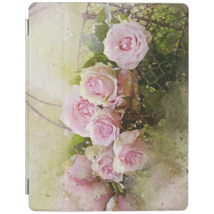 Vintages Shabby Chic rosa Rosen im Korb iPad Hülle