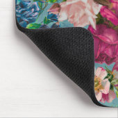 Vintages Shabby Chic Rose Blau rosa Muster Mousepad (Ecke)