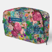 Vintages Shabby Chic Rose Blau rosa Muster Waschbeutel (Rechte Ecke)