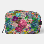 Vintages Shabby Chic Rose Blau rosa Muster Waschbeutel (Rückseite)