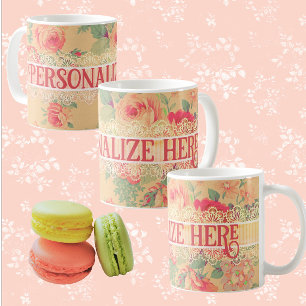 Vintages Shabby Chic Rose des Blumenkohls Personal Kaffeetasse