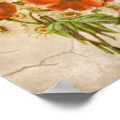 Vintages Shabby Chic Rustikales Mohn Bouquet Poster (Ecke)