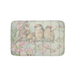 Vintages Shabby Chic verblasste Blumenvögel Kunstg Badematte