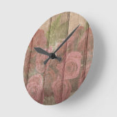 Vintages Shabby Chic verblasste Rote Rosen Runde Wanduhr (Winkel)
