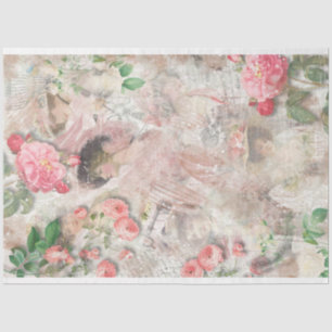 Vintages Shabby Chic Viktorianisch Frauen und Rose Seidenpapier