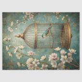 Vintages Shabby Chic-Vogelkoffer mit Rose Seidenpapier (Vorderseite)