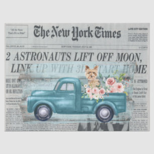 Vintages Shabby Chic Yorkie und LKW Ephemera Seidenpapier