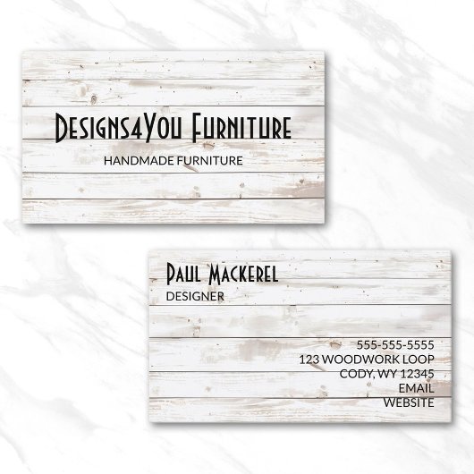 Vintages Shabby White Wood Visitenkarte