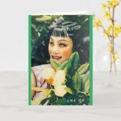 Vintages Shanghai Exotic Magazine Cover Beauty Karte (Gelbe Blume)