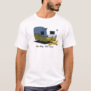 Vintages Shasta Lagerbewohner-Reise-Anhänger-Gelb T-Shirt