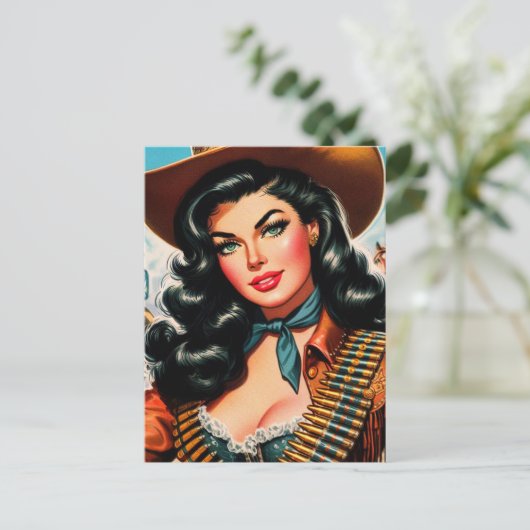 Vintages Sheriff-Button Postkarte (Stehend Vorderseite)