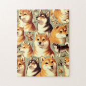 Vintages Shiba Inu Nahtloses Muster Puzzle (Vertikal)