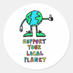 Vintages Shirt des Earth Day unterstützt Ihren lok Runder Aufkleber