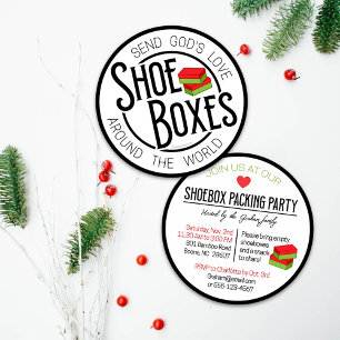Vintages Shoebox Party Runde Einladung