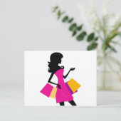 Vintages Shopping-Girl Postkarte (Stehend Vorderseite)