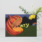 Vintages Shouting JOL Halloween-Party Einladung (Stehend Vorderseite)