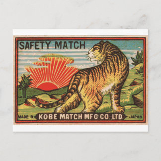 Vintages Sicherheitsmatratetikett - Tiger Postkarte