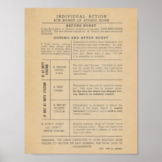 Vintages Sicherheitspaket für Atombomben 1950 Poster (Vorne)