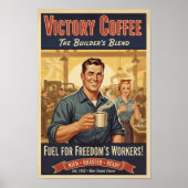 Vintages Siegesposter des Kaffeebauers Poster (Vorne)