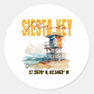 Vintages Siesta Key Florida Beach Runder Aufkleber