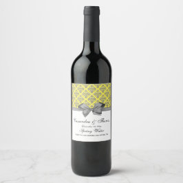 Vintages Silber, was Damask Gray Bow DIY BG Weinetikett