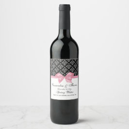 Vintages Silber, was Damask Pink Bow DIY BG Weinetikett