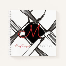 Vintages Silberbesteck-Rezept-Kochbuch Notizblock