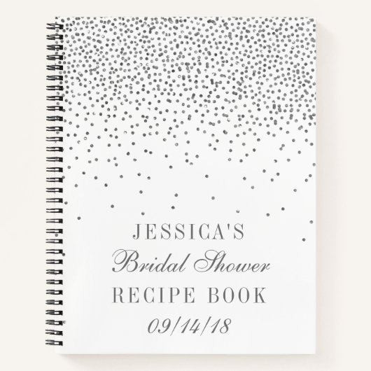Vintages Silver Confetti Brautparty Rezept Notizblock (Vorderseite)