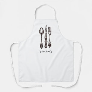 Vintages Silverware Verziert Artisan Food Business Schürze