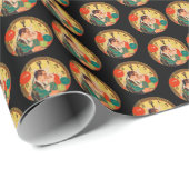 Vintages Silvesterpaar Geschenkpapier (Rolleneckpunkt)