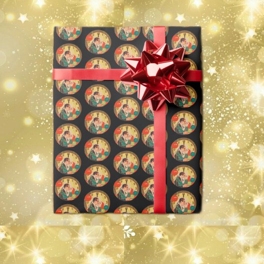 Vintages Silvesterpaar Geschenkpapier