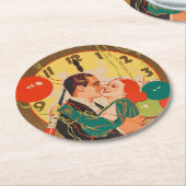 Vintages Silvesterpaar Runder Pappuntersetzer (Angewinkelt)