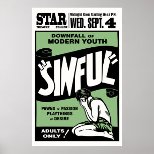 Vintages "Sinful" Film-Plakat Poster