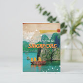 Vintages Singapore Vacation Poster. Postkarte (Stehend Vorderseite)