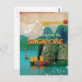 Vintages Singapore Vacation Poster. Postkarte (Vorne/Hinten)
