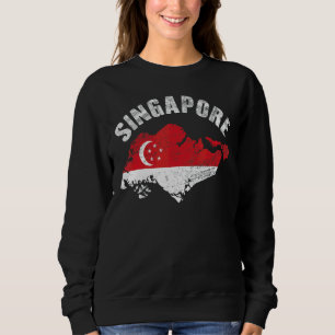 Vintages Singapur Flag Map Men Women Patriotic Sweatshirt