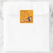 Vintages Singen des Schwarzen Katzen Halloween-Adr Quadratischer Aufkleber (Tasche)