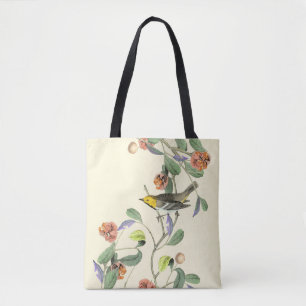 Vintages Singvogel-Perlen-Weiß Tasche
