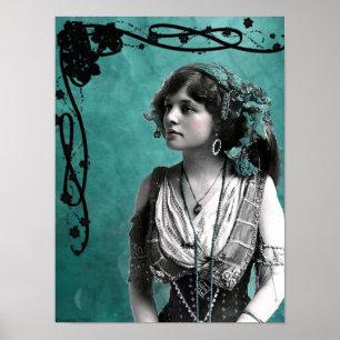 Vintages Sinti und Roma-Mädchen-Plakat Poster