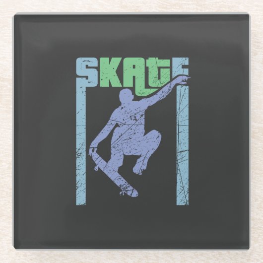 Vintages Skateboard Glasuntersetzer (Vorderseite)