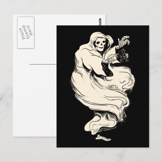 Vintages Skeleton Ghost Postkarte (Vorne/Hinten)