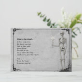 Vintages Skeleton Halloween-Party Einladung (Stehend Vorderseite)
