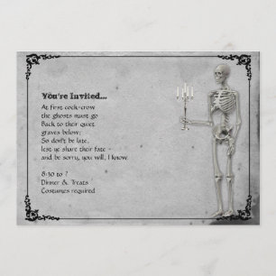 Vintages Skeleton Halloween-Party Einladung