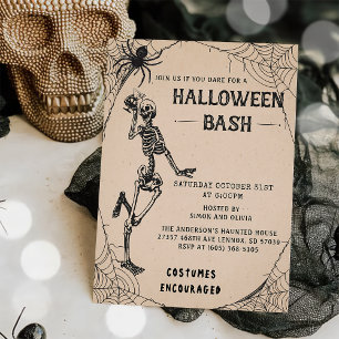 Vintages Skelett Adult Halloween Bash Party Einladung