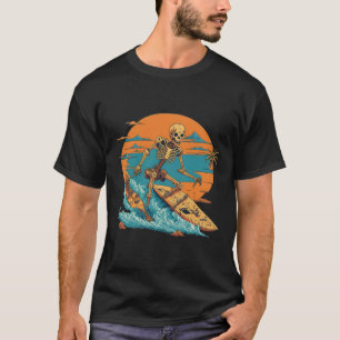 Vintages Skelett Beach Surfer T-Shirt