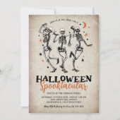 Vintages Skelett Erwachsene Halloween-Party Einladung (Vorderseite)