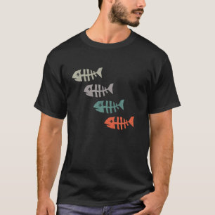 Vintages Skelett Fisch Halloween T-Shirts Multi Co